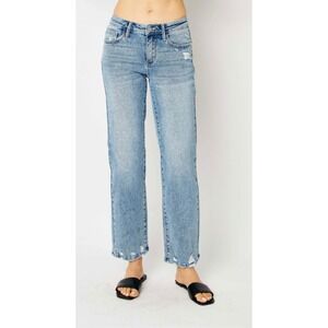 Judy Blue Women's Light Wash Distressed Straight Leg Jeans Size 25
